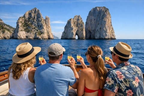 Capri Boat Experience: Faraglioni, huler, svømning, limoncello, snack