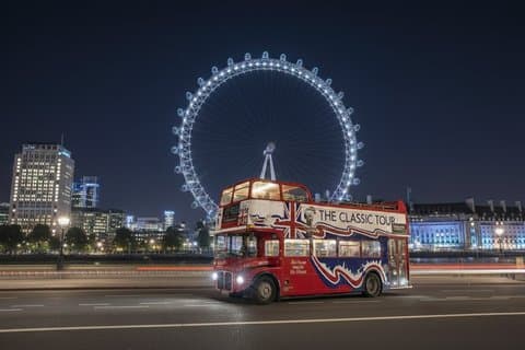 London Vintage Öppen Topp Buss Natttur med Live Guide
