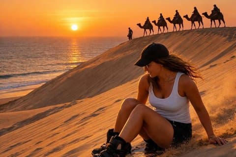 From Taghazout & Tamraght: Sandboarding Adventure with Camel Ride