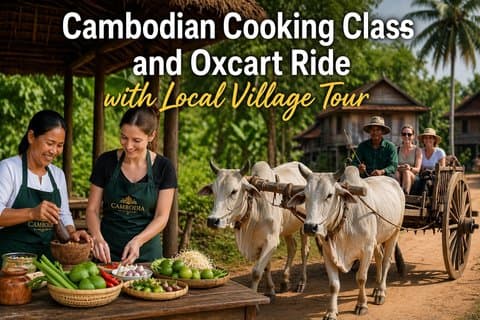 Classe de culinária cambojana e passeio de Oxcart com passeio na aldeia local