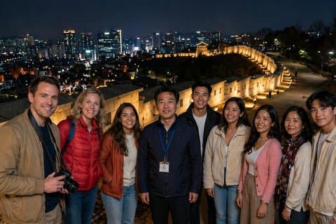 Seoul Walking Tour Naksan Nattudsigt & Billeder af byen