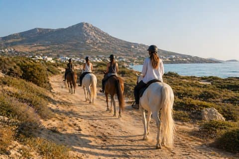 Experiência de equitação de manhã em Naxos