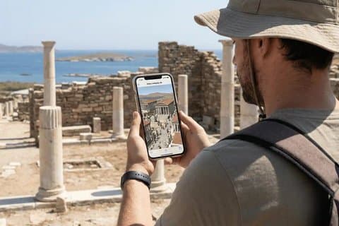 Mykonos Sonnenuntergangskreuzfahrt nach Rhenia, 3D-Selbsttour durch Delos, Abendessen