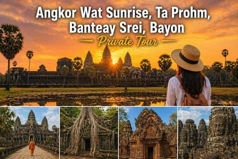 Lever du soleil d'Angkor Wat, Ta Promh, Banteay Srei, visite privée du Bayon