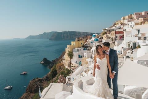 Santorini Privé fotoshoot bij uw villa of hotel