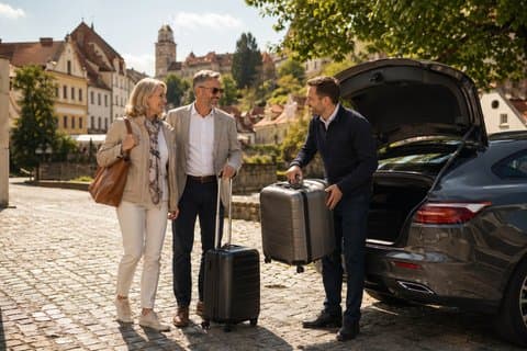 Privat transfer fra Praha til Salzburg med naturskjønne stopp