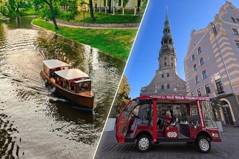 Riga Combo: Boat Tour & Old Town Electrobus Tour with Audio Guide