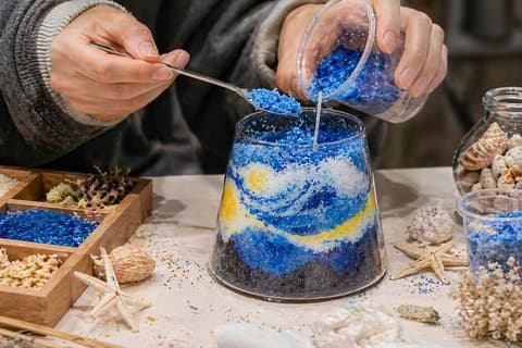 Sand kunst stearinlys fremstilling workshop