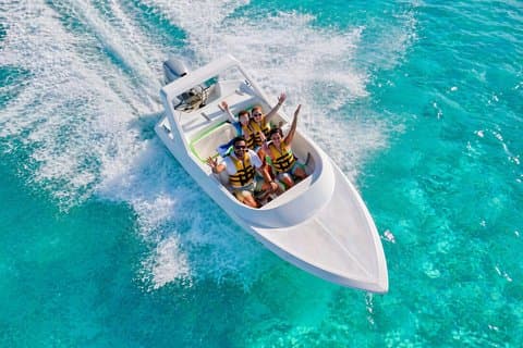 Excursion en hors-bord à Cancún dans le lagon de Nichupte
