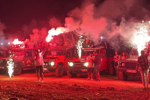 Alanya Night Jeep Safari med solnedgang og båttur med middag