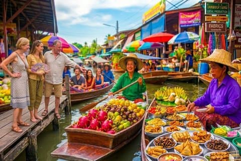 Bangkok: Flytande marknad och tågmarknad med båttur