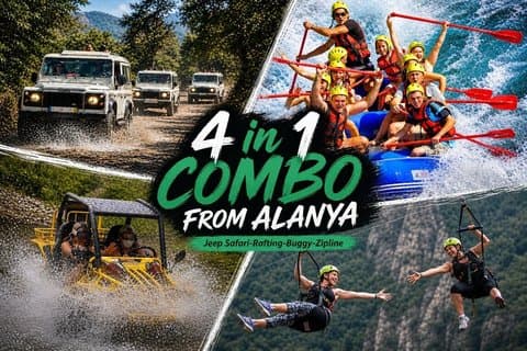 Safari in jeep, Rafting, Buggy e Zipline Tour combinato da Alanya