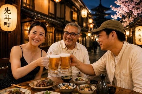 Visite gastronomique nocturne de Kyoto avec chef local – 13 plats et saké