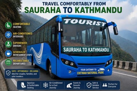 Biglietti del bus turistico da Sauraha Chitwan a Kathmandu