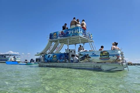 Three Slide Crab Island Party with Paddleboard Lily Pad Cooler