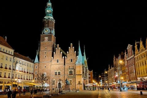 Wroclaw City walk by night, 2 hours (small group)