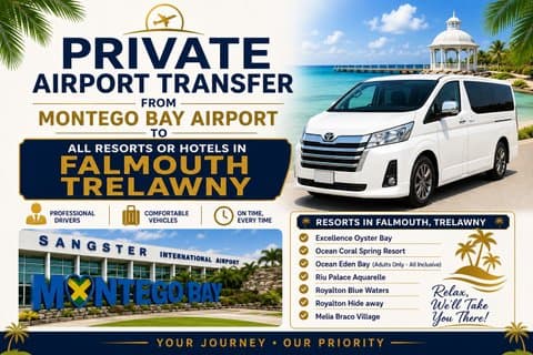 Privévervoer van/naar de luchthaven naar alle resorts in Falmouth, Trelawny