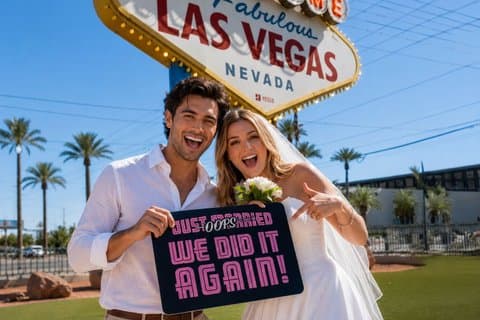 Las Vegas Sign Hochzeit oder Gelübde Erneuerung mit romantischem Vintage-Stil