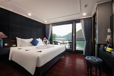 Crucero de lujo rosa 3D2N con balcón privado en la bahía de Halong
