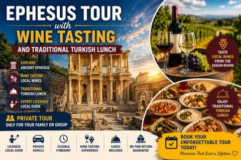Excursão em Éfeso com degustação de vinhos e almoço turco tradicional