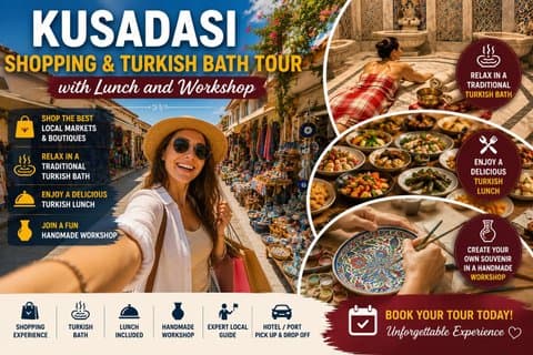 Kusadasi Shopping och turkiskt bad Tour med lunch och Workshop