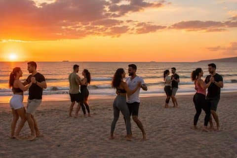 Salsa, Bachata & Sip: Sunset Beach Dance Class
