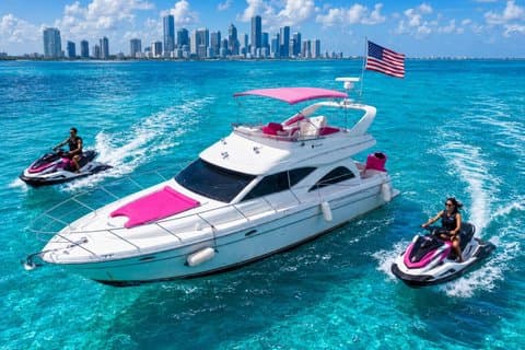 Bad Bunny Pink Yacht Rental In Miami 50ft Luxury Pink Charter