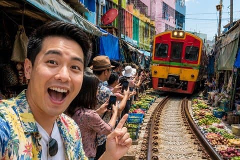 Visita ao Damnoen Saduak Floating Market & Railway Market a partir de Banguecoque