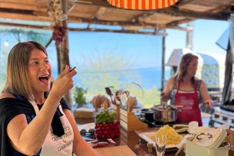 Sorrento: Cooking Class Under the Lemon Trees with view