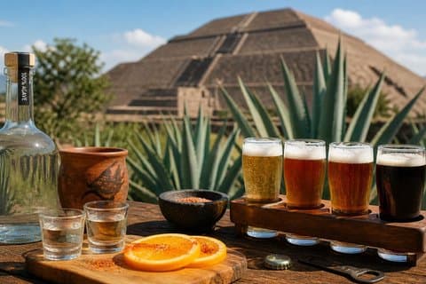 メキシコシティ発、朝食とビール付きテオティワカン・ピラミッドツアー