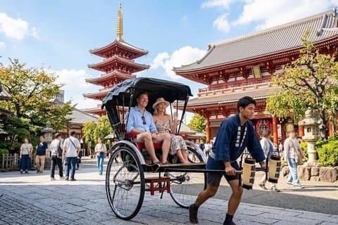 Visite guidée privée de 6 heures à Tokyo et expérience en pousse-pousse