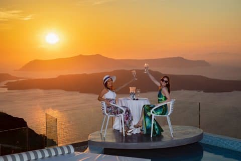 Santorini Casual Par og familie Fotografering
