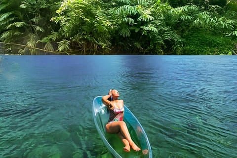 Tropisk klar kajak drönare Fotografering i Montego Bay