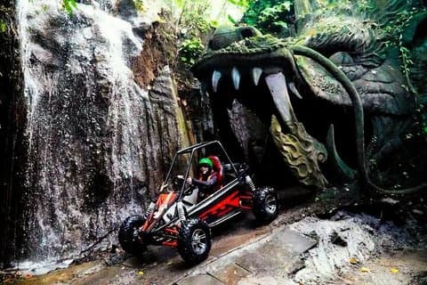 Bali : Ubud Buggy Adventure Dragon Cave Cascata, campo di riso, fango