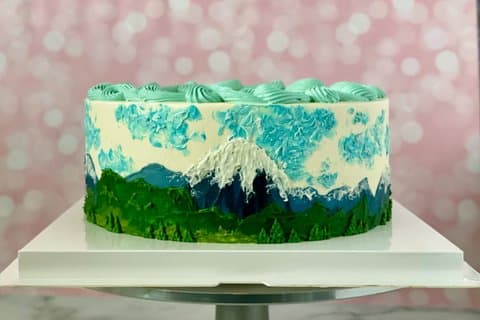 Pintura Monte Rainiero en un pastel : Taller de Panadería Asiática Único