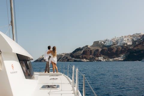 Small Group Santorini & Oia Cruise on Catamaran BBQ & Open Bar