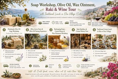 Crète : Huile d'olive, Savon, Vin, Raki - Voyage culinaire savoureux