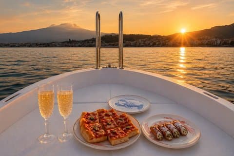 Romantica gita in barca al tramonto con proposta di matrimonio a Taormina