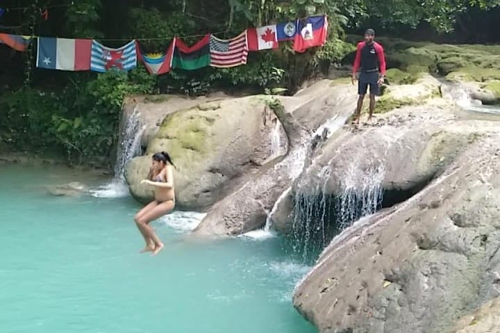 Private Blue Hole Secret Falls & River Tubing with Transportation