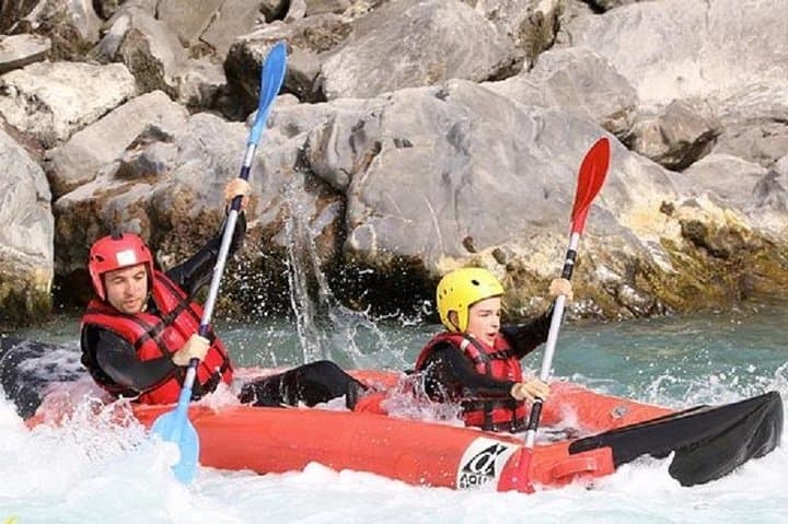 Hot dog (inflatable canoe) on the Durance