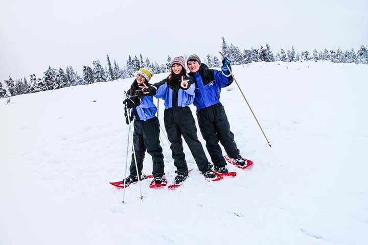 Snowshoe Trip for Ice Fishing in Saariselkä