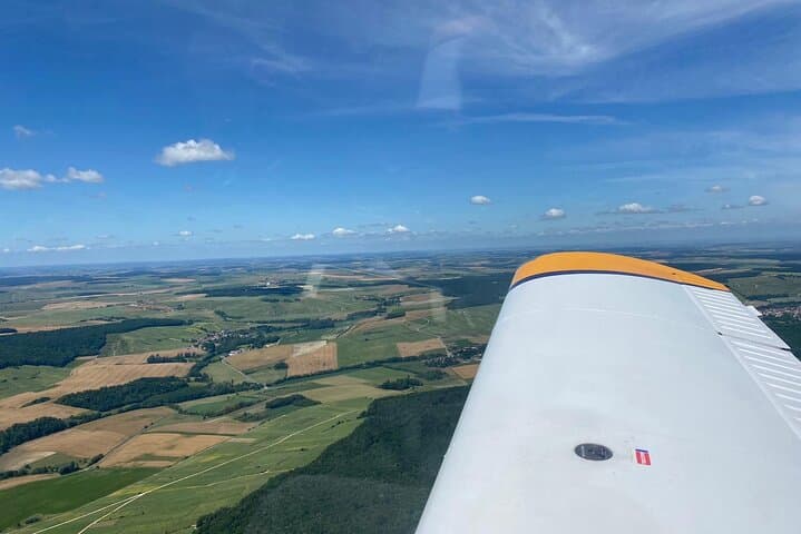 Flying over and tasting in the champagne vineyards.