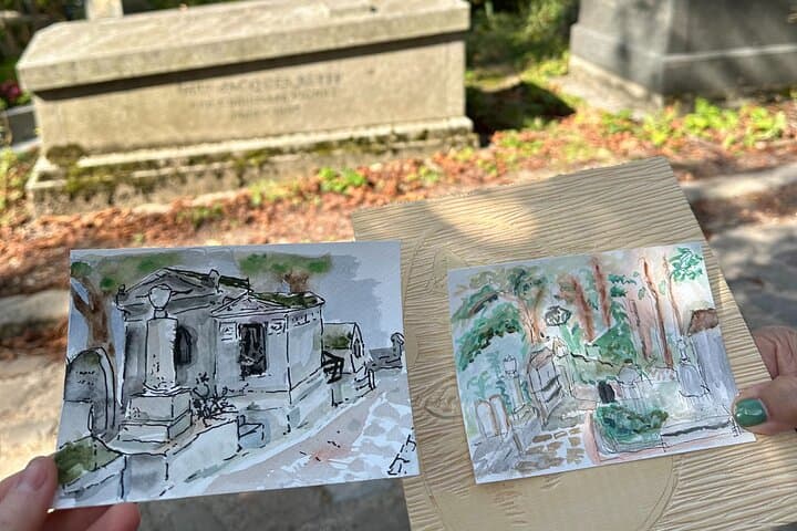 Père Lachaise Cemetery Art: Watercolor Postcard Workshop in Paris