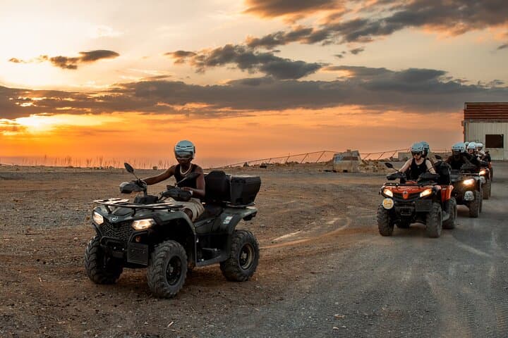 Crete: Sunset Quad Safari with Cave, Beach & Olive Oil Tasting