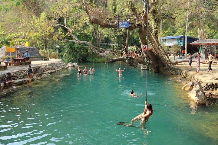 1-Day Vang Vieng: Blue Lagoon, Zipline, Kayaking - All Inclusive