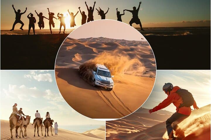 Doha Desert Excursion Dune Bashing Sandboarding Camel Ride