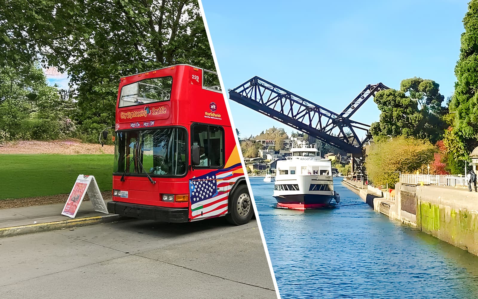 City Sightseeing: Seattle Hop-on Hop-off Bus Tour with One-way Ballard Locks Cruise