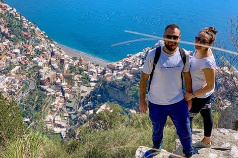 Positano van bovenaf, over de hele berg