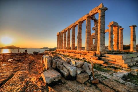 Sunset Sounio By Athenian Riviera With Acropolis ビジット