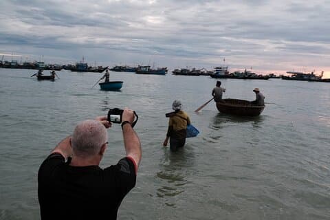 Zonsopgangfotografietour in het vissersdorp van Vietnam
